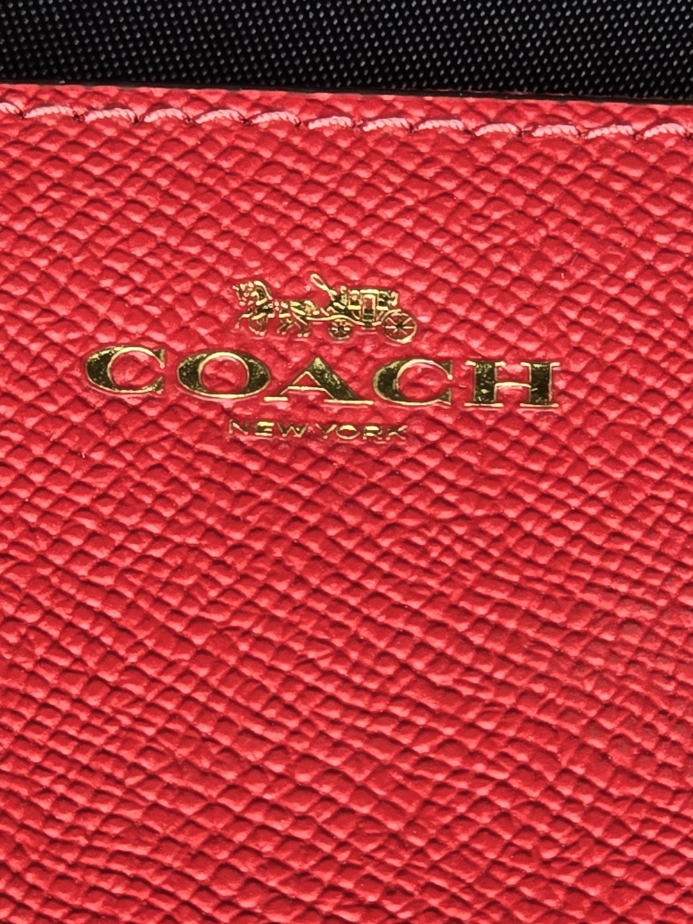 COACH Red Signature Leather Wristlet - Picture 7 of 8